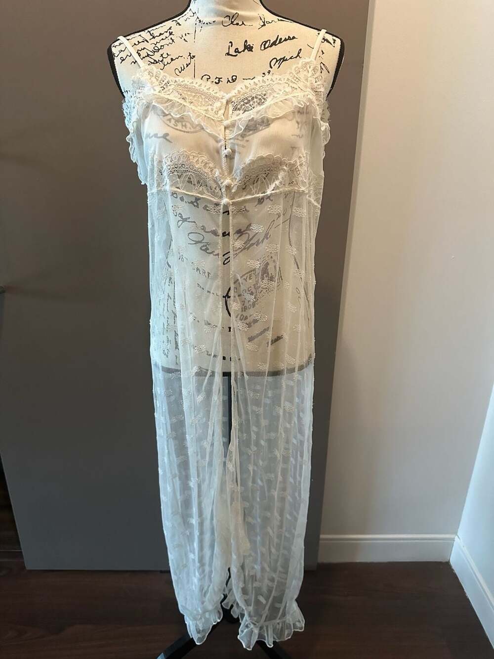 🪽🌱 Lace Button Up Maxi Kimono in Ivory🤍